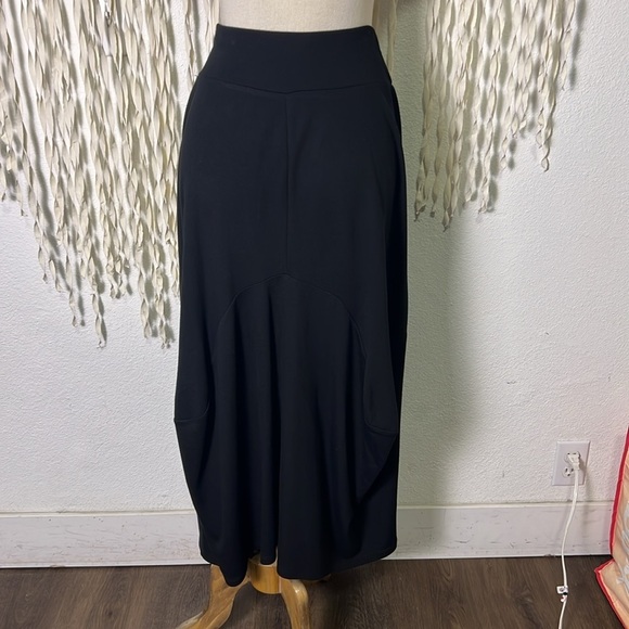 Ronen Chen Black Lagenlook Midi Skirt size 2/M - Picture 7 of 13